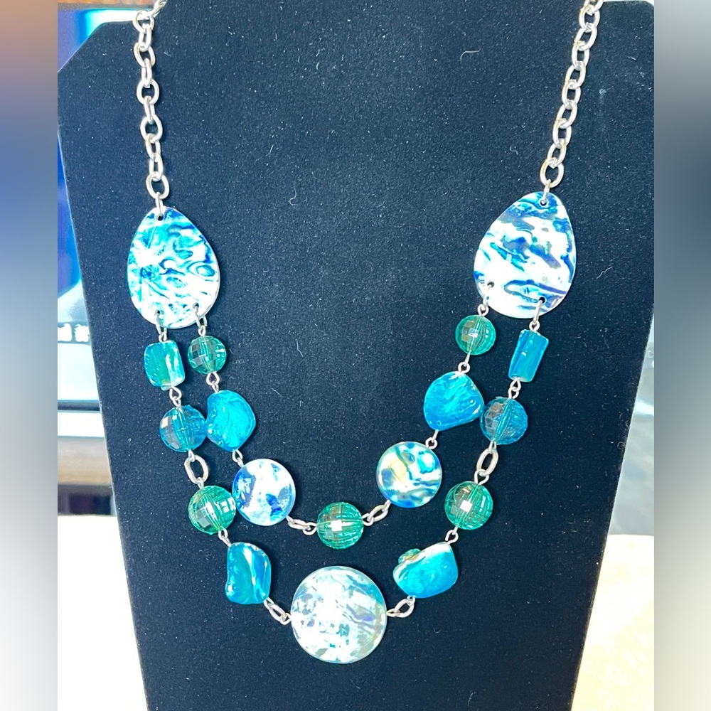 Teal Blue Layered Necklace